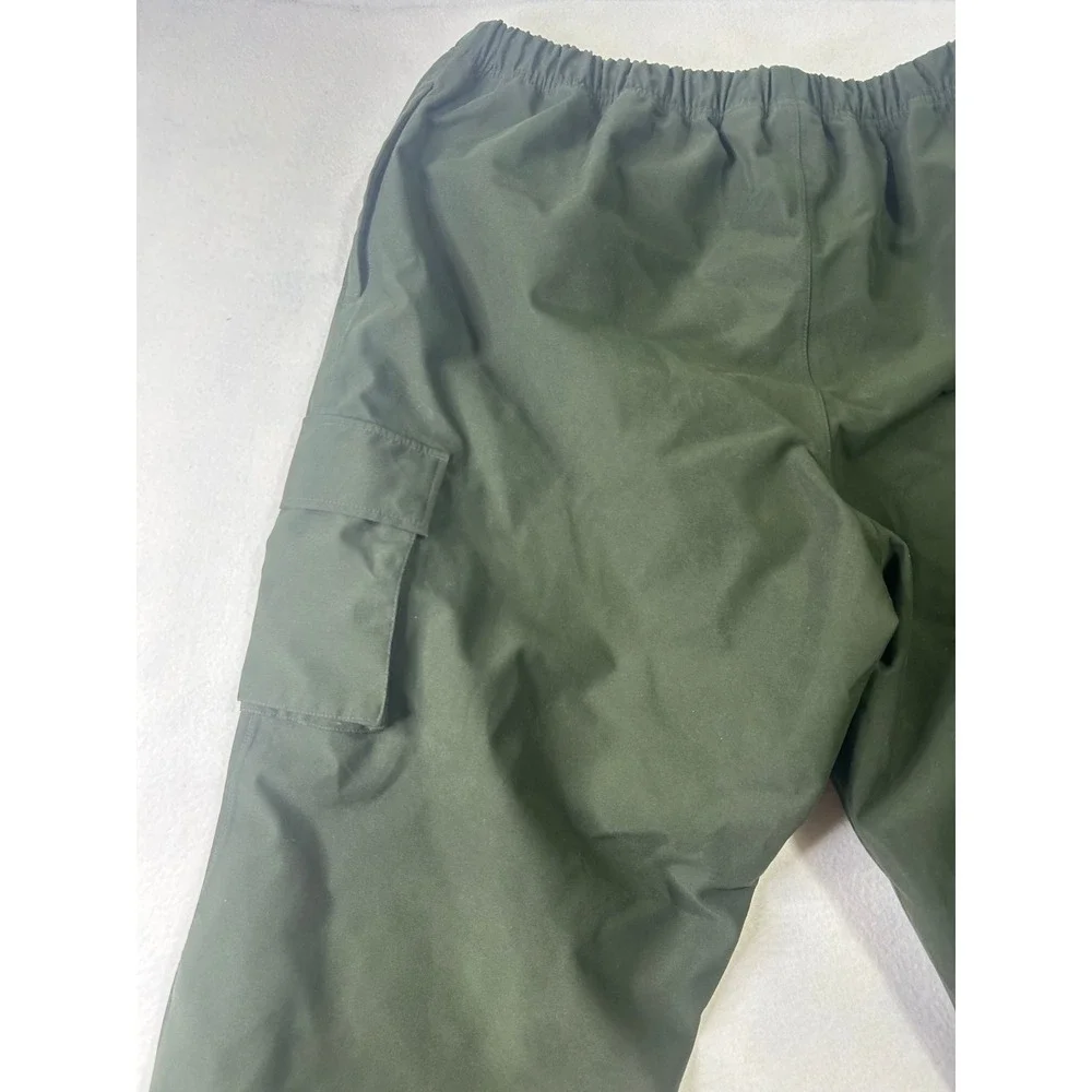 Olive Green Outdoor‎ Cargo Pants Elastic Waist Drawstring D-Ring Hiking Trousers
